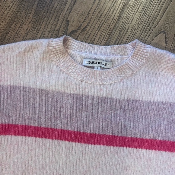 Elizabeth and James Bright Lights Soft Cozy Light Pink Stripe Sweater Size S EUC - Picture 3 of 4